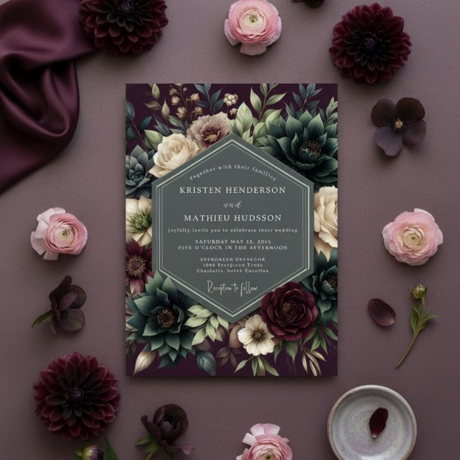 Convites Casamento de Inverno Luxuriante com Ameixa (Criador carregado)
