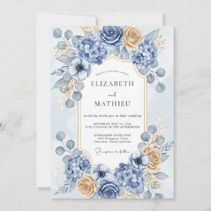 Convites Casamento de Inverno Majestoso Azul Empoeirado