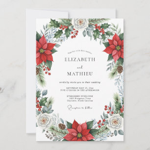 Convites Casamento de Inverno Majestoso Carmesim