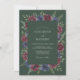 Convites Casamento de Inverno Mal-humorado em Verde Caçador
