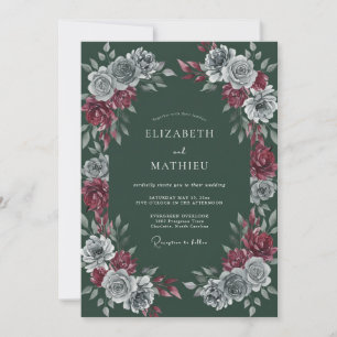 Convites Casamento de Inverno Mal-humorado em Verde Pinheir