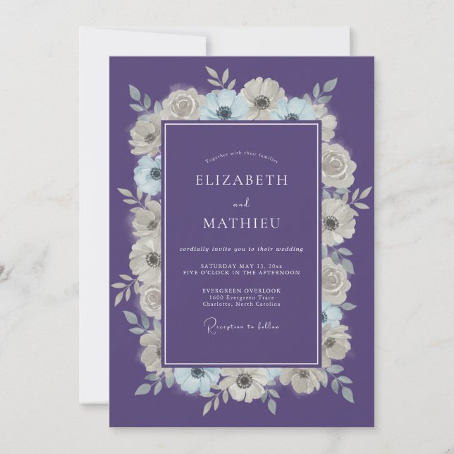 Convites Casamento de Inverno Mal-humorado Roxo (Frente)
