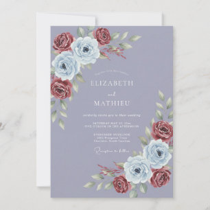 Convites Casamento de Inverno Mal-humorado Roxo Empoeirado