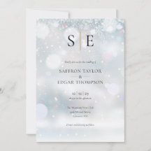 Casamento de Inverno Monograma Elegante Dourado Pr
