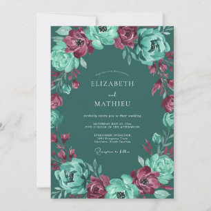 Convites Casamento de Inverno Opulento em Azul Teal Escuro