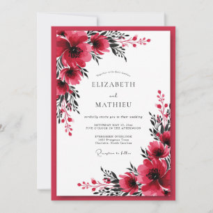 Convites Casamento de Inverno Ousado Carmesim