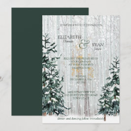 Convites Casamento de Inverno Pinheiros Floresta de Bétula