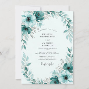 Convites Casamento de Inverno Pintado em Verde Azul