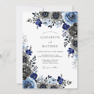 Convites Casamento de Inverno Pitoresco Azul Marinho