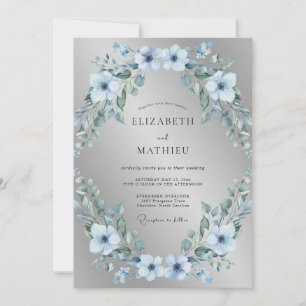 Convites Casamento de Inverno Prateado e Gelado