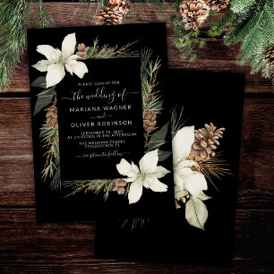 Convites Casamento de Inverno Preto e Branco com Grafia Ele