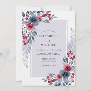Convites Casamento de Inverno Radiante Azul Ardesia