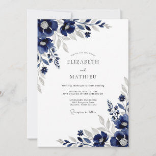 Convites Casamento de Inverno Refined Navy
