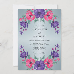 Convites Casamento de Inverno Roxo Magenta Vibrante