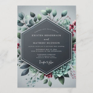 Convites Casamento de Inverno Sedutor Azul Ardesia