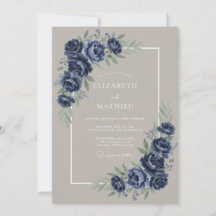 Convites Casamento de Inverno Sedutor Azul Naval