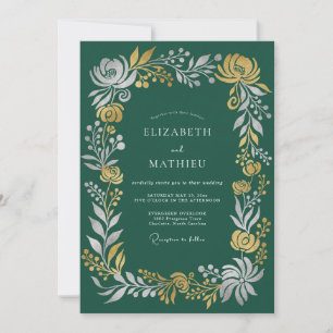 Convites Casamento de Inverno Soberbo em Verde Floresta