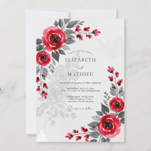 Convites Casamento de Inverno Sofisticado Carmesim