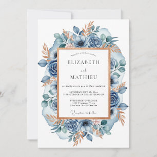 Convites Casamento de Inverno Suntuoso Azul Ardesia