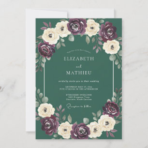 Convites Casamento de Inverno Suntuoso Verde Esmeralda
