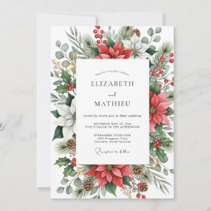 Convites Casamento de Inverno Verde Esmeralda Vermelho Luxu
