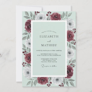 Convites Casamento de Inverno Verde Menta Luxuriante