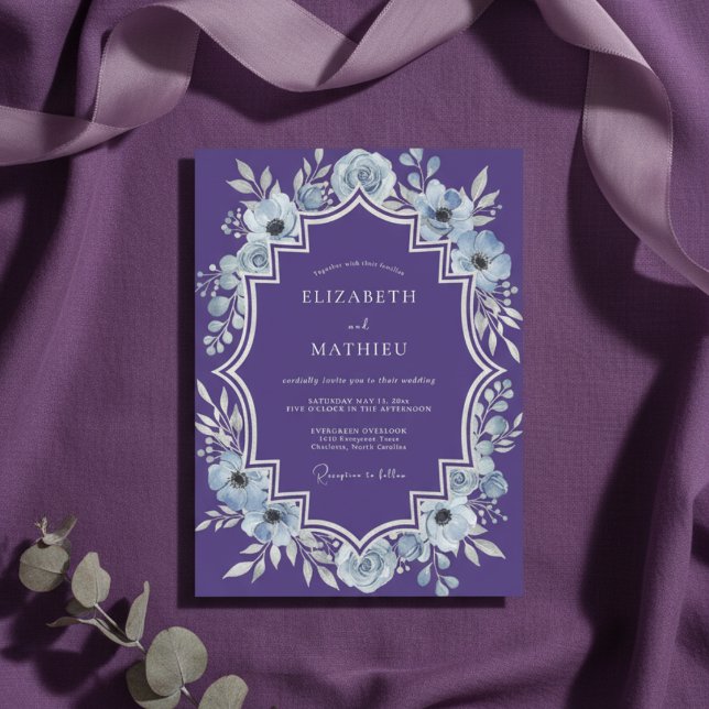Convites Casamento de Inverno Violeta Regal (Criador carregado)