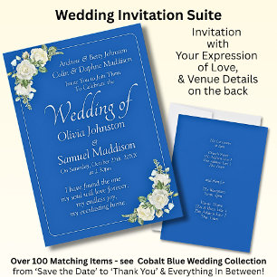 Convites Casamento de Invitation Cobalt Blue & White Roses