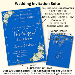 Convites Casamento de Invitation Cobalt Blue & White Roses