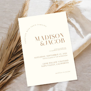 Convites Casamento de Ivory Tan Moderno Minimalista