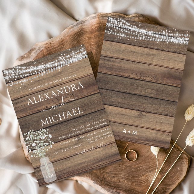 Convites Casamento de Jar Respiração do Bebê da Farmhouse R (Criador carregado)