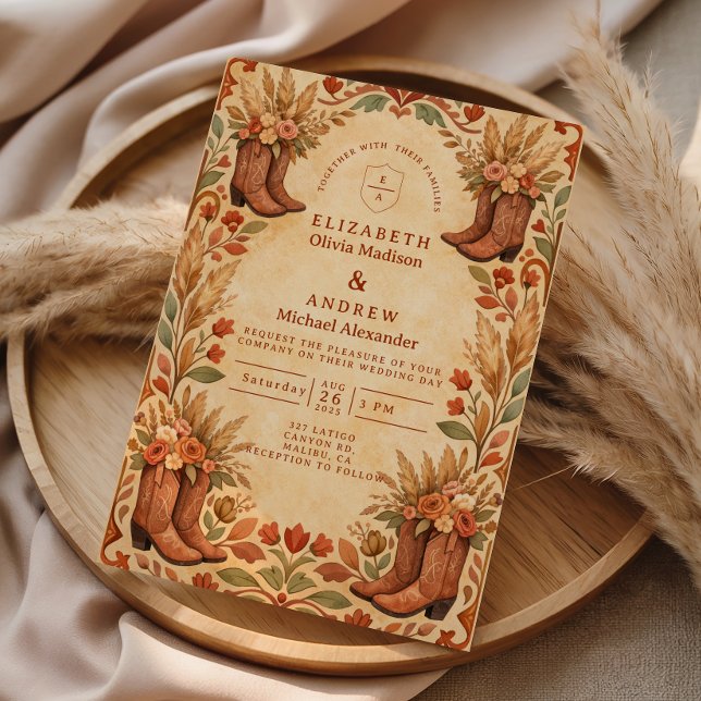Convites Casamento de Jardim Boho Western (Criador carregado)