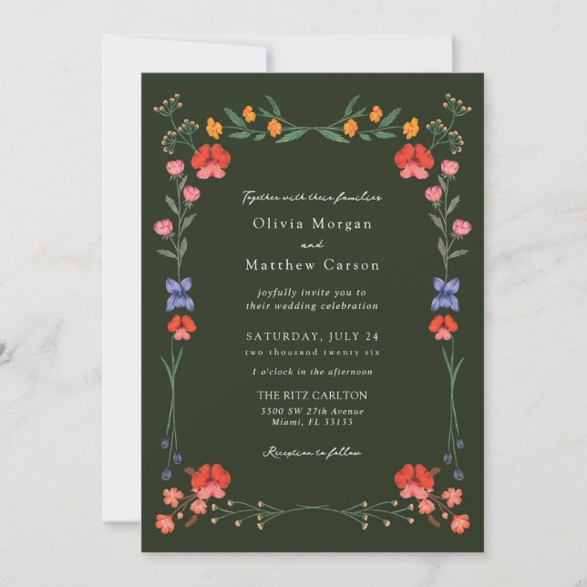 Convites Casamento de Jardim Botânico de Flor Selvagem (Frente)