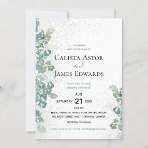 Convites Casamento de Jardim Branco com vegetação espuman