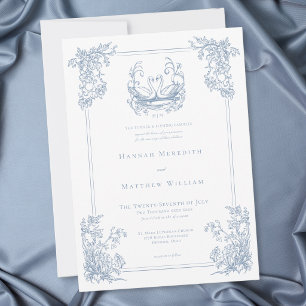 Convites Casamento de Jardim com Crista de Cisne Azul Elega