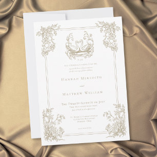 Convites Casamento de Jardim com Crista de Cisne Dourado El