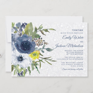 Convites Casamento de Jardim com Floral e Renda Naval Amare