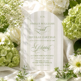 Convites Casamento de Jardim com Monograma de Listras Verde