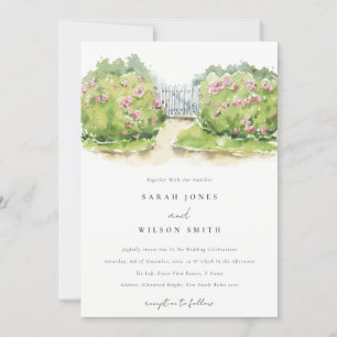 Convites Casamento de Jardim de Algodão de Aquarela Pastel