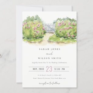 Convites Casamento de Jardim de Algodão de Aquarela Pastel 