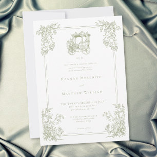 Convites Casamento de Jardim de Carruagem Verde Elegante Vi