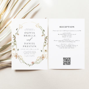 Convites Casamento de Jardim de Código QR de Todos em Um Fl