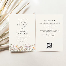 Convites Casamento de Jardim de Código QR de Todos em Um Fl