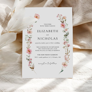 Convites Casamento de Jardim de Flores Selvagens Elegante