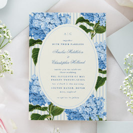 Convites Casamento de Jardim de Hydrangea Preppy Azul Forma