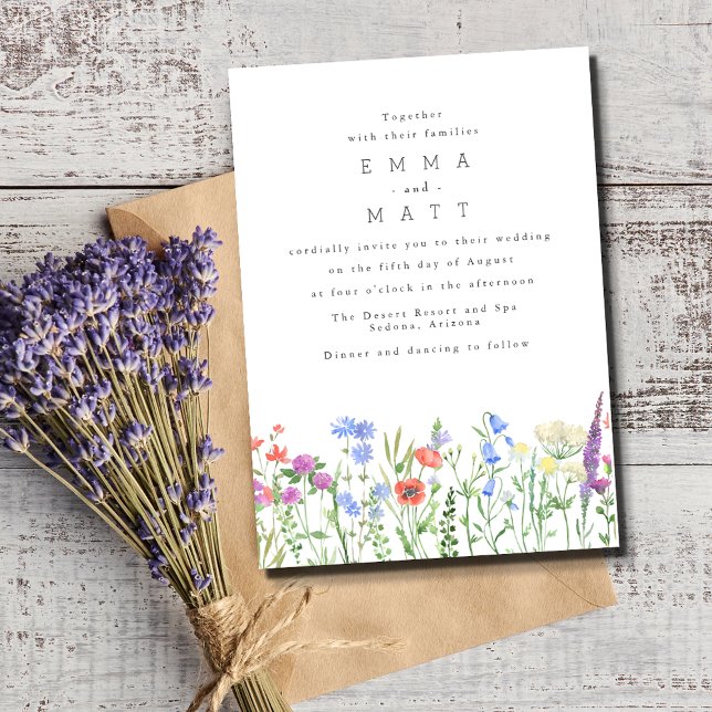 Convites Casamento de Jardim do Primavera de Flor Selvagem (Wildflower Spring Boho Garden Wedding Invitation)