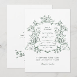 Convites Casamento de Jardim dos Rosas Verdes Elegante Sage