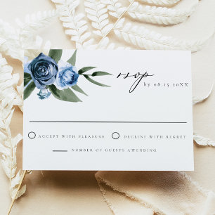 Convites Casamento de Jardim Floral Azul MILENA Dusty RSVP