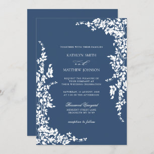 Convites Casamento de Jardim Floral Clássico de Vintage mar