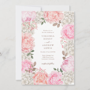 Convites Casamento de Jardim Floral Elegante Aquarela